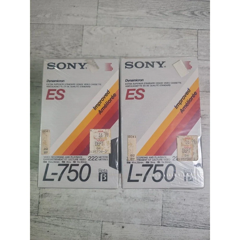 NEW Sony Betamax Dynamicron ES L-750 Blank Tapes Lot of 6 Vintage SEALED